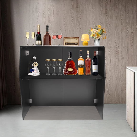 Portable Event Bar, Modern Black Foldable Bar,Portable Bar Cabinet Aluminum and Ecological Board Portable Event Bar