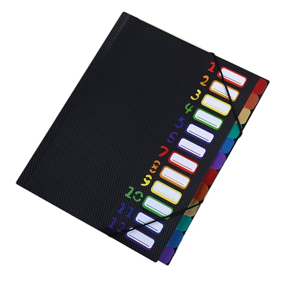 Portable Expanding Document Organiser 12 Labeled Pocket Waterproof Paper File Folder Elastic Fastening Rope Design