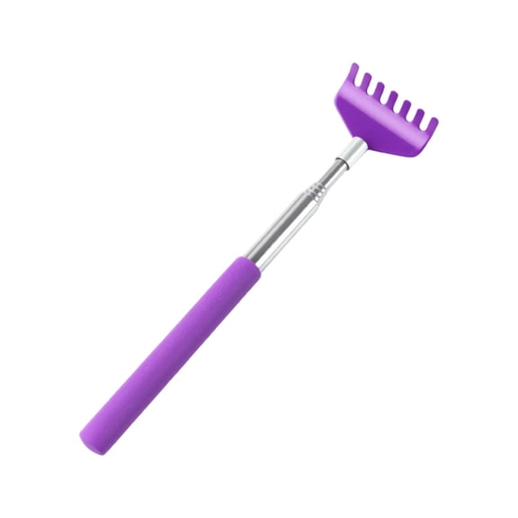 Portable Extendable Back Scratcher Set, Cats Wand Toy, Stainless Steel Body Massagers with Rubber Grips Purple
