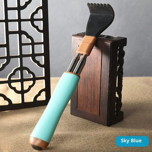 Portable Extendable Double-Pole Back Scratcher Hand Massager for Scratching Itches, Strong and Sturdy,Good Practical and Novel Gifts for Friends and Family. (Blue, 1 Pack)
