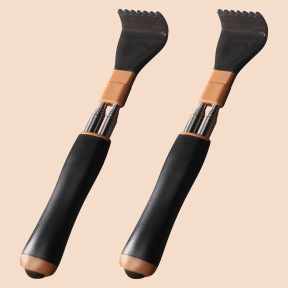 Portable Extendable Double-Pole Back Scratcher, Hand Massager for Scratching Itches, Strong and Sturdy, Gifts for Friends and Family. (Black, 2 Pack)