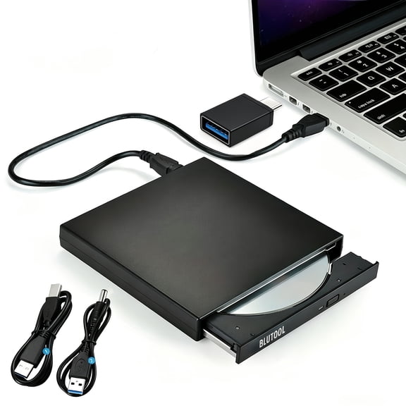 Portable External CD/DVD Drive, CD-RW & DVD-RW Burner Player for Laptop & Desktop with Storage Bag