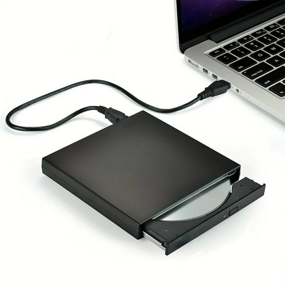 Portable External CD/DVD-RW Burner Drive with Screen & HDTV Port, USB DVD Player for Laptop Desktop Car Travel, Includes Storage Bag
