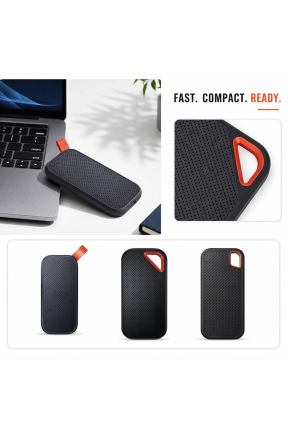 Portable External SSD, 1050MB/s Read, 1000MB/s Write NVMe Speed, Rugged Textured Design for Photographers, Video Editors & Field Professionals