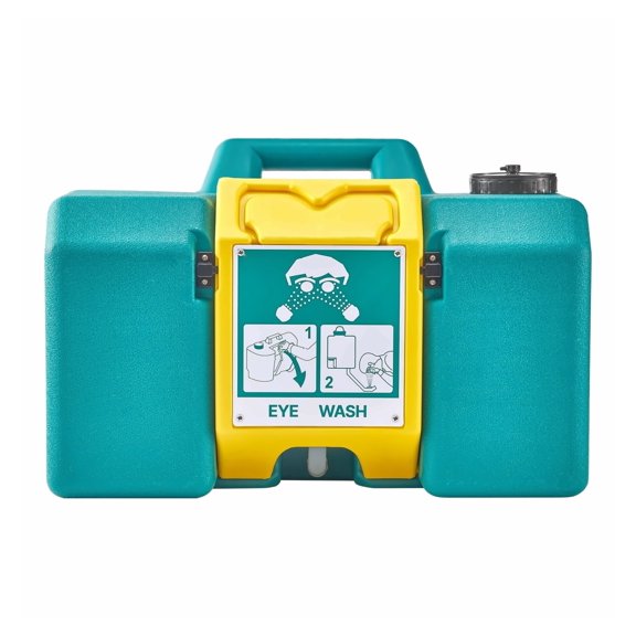 Portable Eye Wash Station 8 Gal, OSHA-Approved Eyewash Station Wall-Mounted/On Flat Surface, Emergency Eye Wash Unit with 2 Sprays, First Aid Eyewash Units for Schools, Labs, Factories, Green