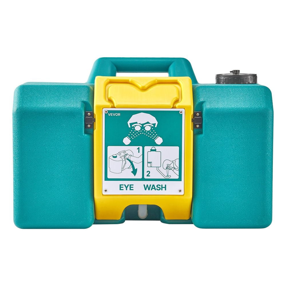 Portable Eye Wash Station 8 Gal, OSHA-Approved Eyewash Station Wall-Mounted/On Flat Surface, Emergency Eye Wash Unit with 2 Sprays, First Aid Eyewash Units for Schools, Labs, Factories, Green