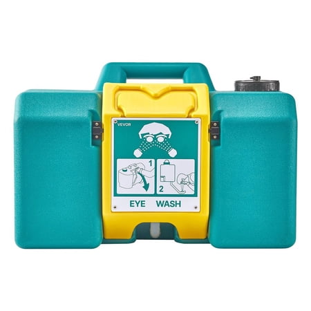 Portable Eye Wash Station 8 Gal, OSHA-Approved Eyewash Station Wall-Mounted/On Flat Surface, Emergency Eye Wash Unit with 2 Sprays, First Aid Eyewash Units for Schools, Labs, Factories, Green