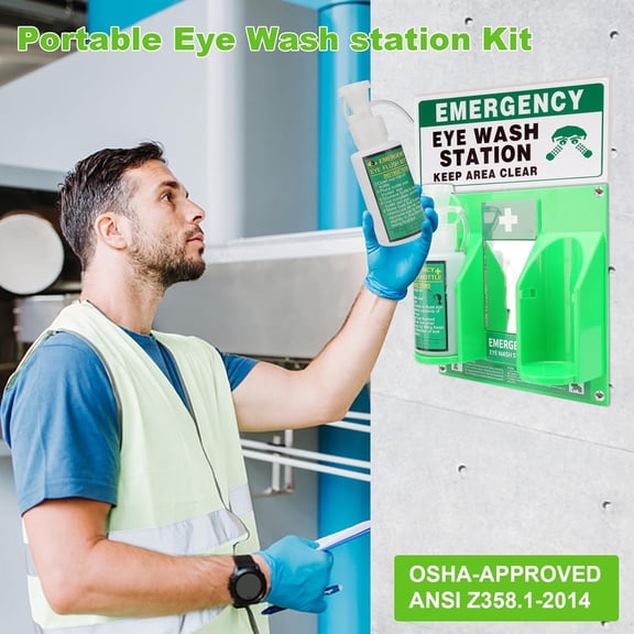 Portable Eyewash Station OSHA-Approved - Wall-Mounted Emergency Eye Wash Flush Bottles Kit 16oz Without Eyewash Solution 2Pcs