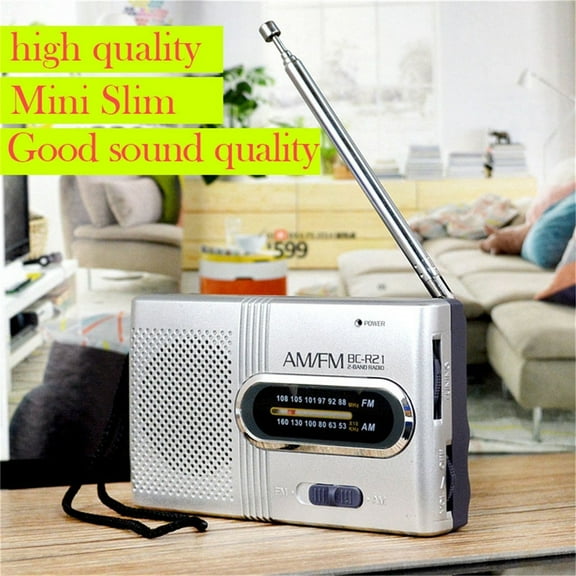 Portable AM FM Radio Battery Powered, Usupdd High Performance Pocket Radio Receiver, Telescopic Antenna Built In Speaker Manual Tuning for Outdoor Travel