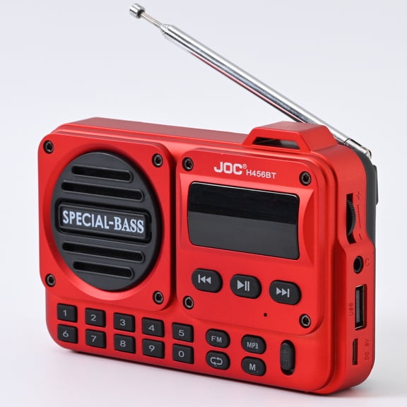 Portable FM Radio with Bluetooth 5.0 & USB-C Fast Charging - 2000mAh Rechargeable Battery, LCD Display, TF Card Slot, HD Speaker for Gym/Jogging/Travel (No AM)
