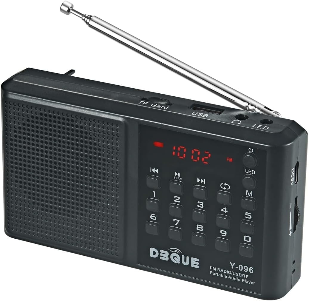 Portable AM FM Radio with Bluetooth Speaker, USB/TF Playback MP3 Player with USB-C Fast Charging, Auto Scan Save, Rechargeable Battery for Home Outdoor Use BT 5.0 Radio (Black)