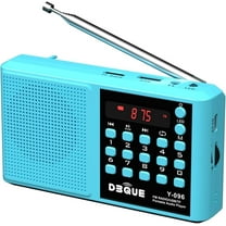 Portable AM FM Radio with Bluetooth Speaker, USB/TF Playback MP3 Player with USB-C Fast Charging, Auto Scan Save, Rechargeable Battery for Home Outdoor Use BT 5.0 Radio (Blue)
