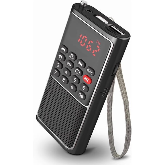 Portable FM Radio with Mp3 Player, Support USB/TF Card, Rechargeable Battery Powered Walkmans Radio Suitable for Jogging, Walking, Camping, Home and Outdoor Use