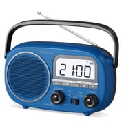 Portable AM FM Rechargeable Radio with Best Reception, Digital Time/Station Display,AC Power or Battery Power Radio with Bluetooth Speaker for Home/Kitchen/Outd