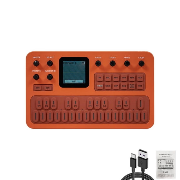 M-VAVE FM-1 Synthesizer Keyboard, 27-Key 6-Operator Synth with 32 Algorithms, 128 Presets, Bluetooth USB MIDI, 16-Step Sequencer, Arpeggiator, Effects & Built-In Speaker