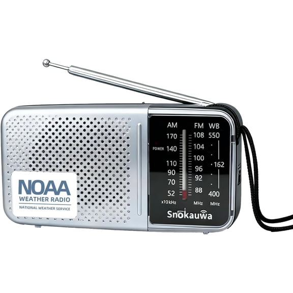 Portable AM FM Transistor Radio Battery Operated, NOAA Weather Radio with Loud Speaker, Headphone Jack, 2 AA Batteries, Excellent Reception, for Everyday Carry Essential, Travel, Storms