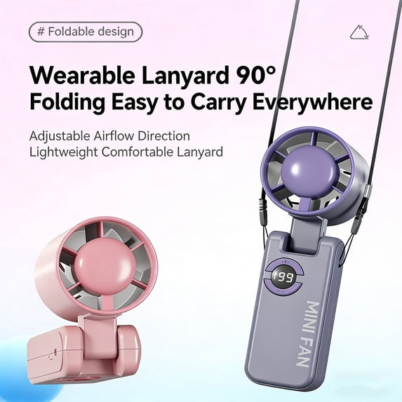Portable Fan,100 Speed Handheld Fan with Strong Airflow,Foldable 4 in 1 Personal Fan for Neck,Desk & Travel,USB-C Rechargeable,Lightweight for Summer,Concerts & Outdoor Use - Purple