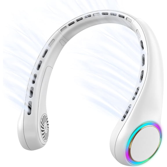 Neck Fan with 64 Cool Lights & 3 Speeds, 4000mAh Rechargeable Portable Fan for Hands-Free Cooling, 5-17H Runtime, Summer Outdoor Indoor Travel Office Gym Camping