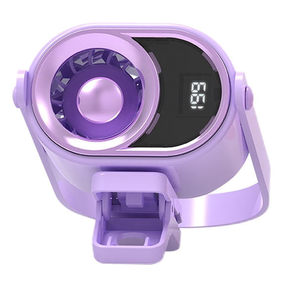 Portable Fan, Car Clip on Fan with LED Display, Portable Mini Cooling Fan for Auto Vehicle, USB Rechargeable Battery Powered Fan for Stroller Bed, Travel, Camping, Golf, Gym, Purple