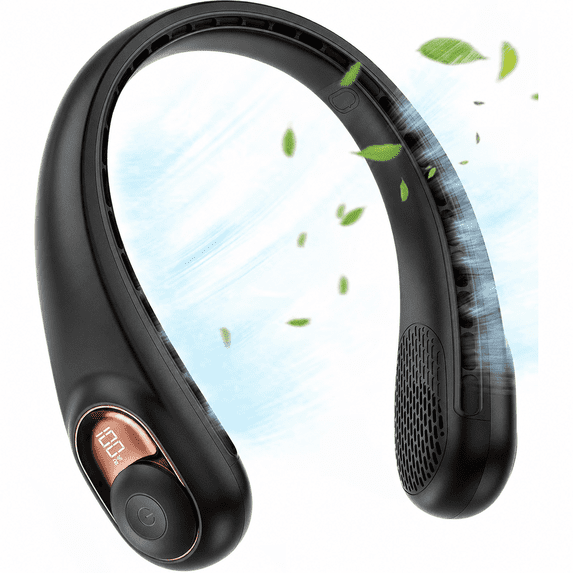 Portable Fan, Clooing Bladeless Neck Fans That Blow Cold Air 3 Speeds 5200mAh Gifts for Women Men, Black