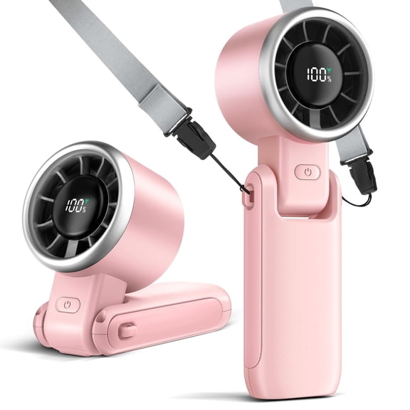 Portable Fan Handheld Mini Fan: Travel Fans with Air Turbo Tech, 4000mAh Battery with LED Display, 5 Gear Wind, 3 in 1 Foldable Small Hand Fans for Makeup, Outdoor, Working, Shopping (Purple)