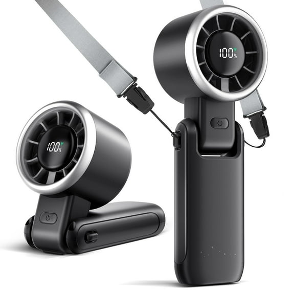 Portable Fan Handheld Mini Fan: Travel Fans with Air Turbo Tech, 4000mAh Battery with LED Display, 5 Gear Wind, 3 in 1 Foldable Small Hand Fans for Makeup, Outdoor, Working, Shopping (Purple)
