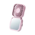 thumbnail image 1 of Portable Fan Makeup Fan with a Mirror Handheld Fan Foldable Usb Rechargeable Reversible Base Vertical Blowing 3 Wind Speeds Lightweight Easy Storage Desk Fan For Travel Office Gifts for Women, 1 of 7