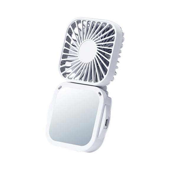 Portable Fan Makeup Fan with a Mirror Handheld Fan Foldable Usb Rechargeable Reversible Base Vertical Blowing 3 Wind Speeds Lightweight Easy Storage Desk Fan For Travel Office Gifts for Women