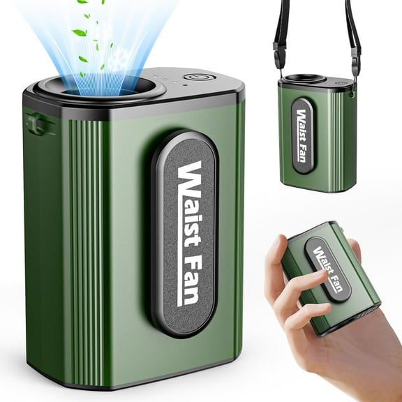 Portable Fan, Personal Waist Fan with 20000RPM Strong Airflow 4 Speeds Setting Hands-Free Hanging Neck Fan Rechargeable with up to 25H,Dual-Sided Clip on Wearable Belt design for Camping, Outdoor