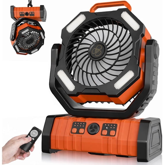 Portable Fan Rechargeable - 20000mAh Fan with LED Lantern Portable Outdoor Tent Fans with Remote,Hook,Timer, 4 Speeds for Camping Tent Bedroom Fishing Table