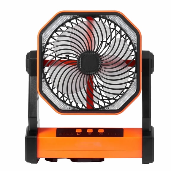 Portable Fan Rechargeable 8 inch, Battery Operated Fan with LED Light - 4 Speed Adjustable Personal Table Fan USB for Camping, Travel, Home, Office