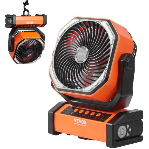 Portable Fan Rechargeable 9 inch, Battery Powered Fan with LED Lantern, 4 Speeds Adjustable & 45/90Automatic Swivel & Timer , USB Battery Operated Fans for Travel Bedroom Home Camping Office