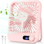 Portable Fan Rechargeable, Small Desk Fan Quiet, 180°Tilt Adjustable Personal Fan for Sleeping, Battery Operated, 100 Speeds, Table Fan for Bedroom Office Home Outdoor, Pink