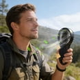 thumbnail image 1 of Portable Fan,Solar Handheld Fan,USB Rechargeable 1500mAh 5-Speed Compact Fan for Outdoor Camping Office Travel,Quiet Fine Mesh Desktop Handheld Cooling Fan(Black), 1 of 7