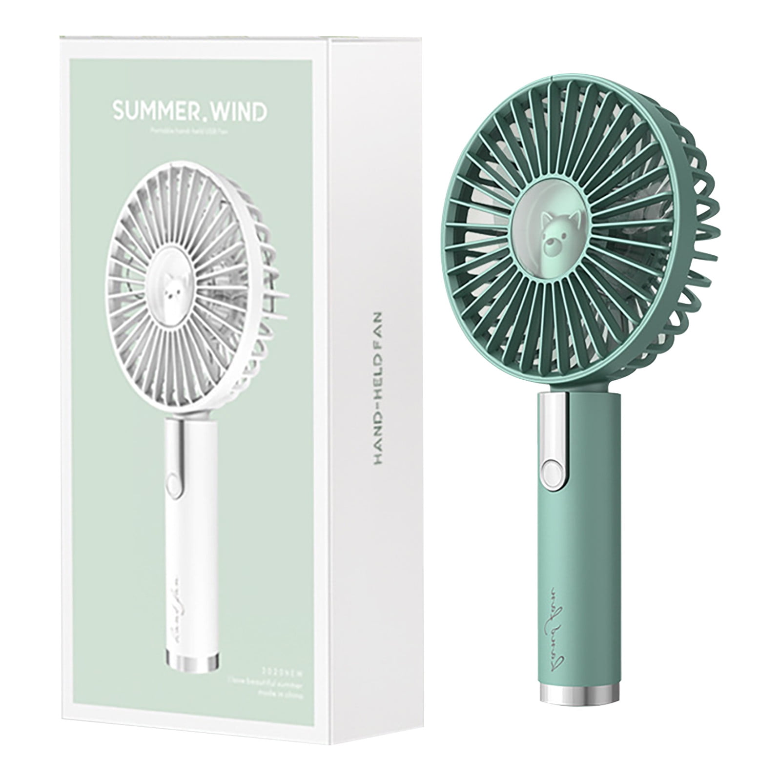 Portable Fan for Travel,Mini Fan Handheld Fan 4500mAh,Small Personal Hand Fan Rechargeable Battery Operated Hand Held Fan,Little Cute Face Facial Fans,Ventilador Portatil for Women Kids Gifts Green