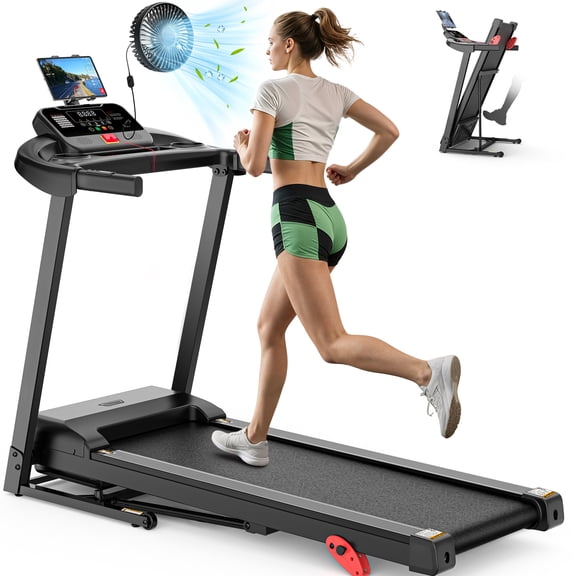 Portable Fan for Treadmill, Rechargeable Fan with 360 Adjustable Rotation, USB PortUSB Charging Port with 3 Speeds Strong Airflow, Keep Cool and Comfortable During Running & Walking,Office,Home