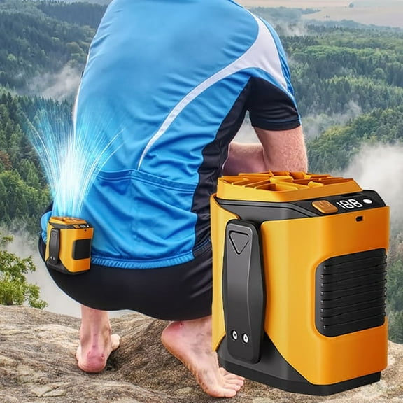 Portable Fan Waist Hanging, USB Charging Hands-Free Rechargeable Mini Waist Fan for Outdoor Neckband Hanging Waist Portable Fan for Camping (Orange)