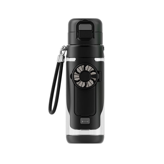 Portable Fan Water Bottle Cylindrical Plastic USB Rechargeable Fan Leakproof Insulated Travel Cup For Outdoor Gym Travel