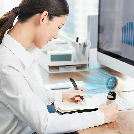 Portable Fans Under $50, Hwkond Desktop Folding Small Fan USB Charging Portable Handheld Small Fan LED Digital Display Hanging Necks Fan Bring A Hanging Rope