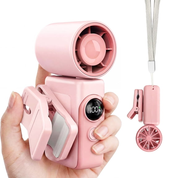 KIMHY Portable Fan Clip On, Mini Handheld Turbo Fan with 4 Speeds, Stroller Fan for Baby, Travel & Beach Essentials, Summer Gifts for Women and Girls