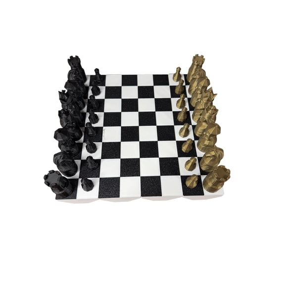 Portable Fantasy Chess Set with Storage, 3D Printed Travel Board, 32 Pieces