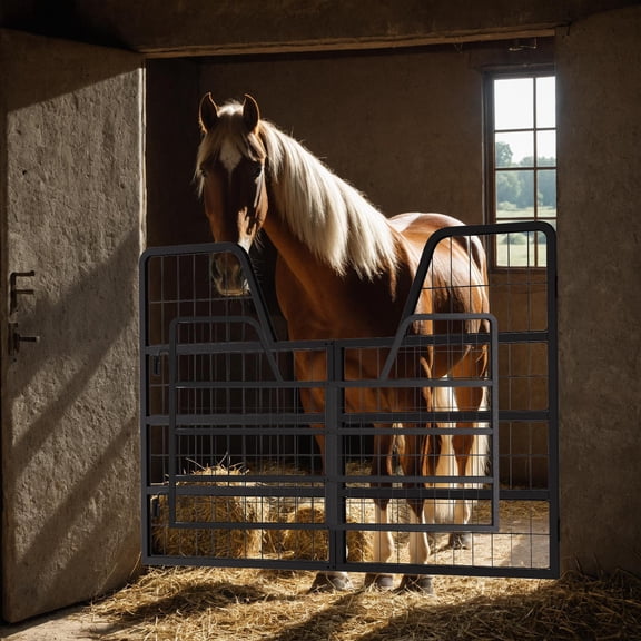 Portable Farm Gate, Steel Wire Pasture Gate, 48in 2-Way Entry Gate for Round Pen Temporary Fencing