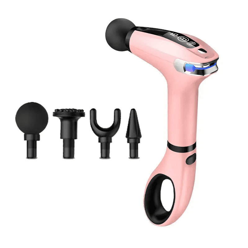 Portable Fascia Massage Gun with LED Display Removable Handle 4 Replaceable Heads Deep Tissue Muscle Relaxation