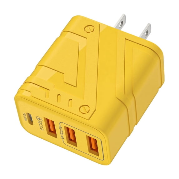Portable Fast Charging Head with Type-C PD and 3 USB-A Ports for Phones, Tablets, Mice, and Headphones - Lightweight and Safe Plastic Design