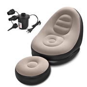 Portable Fast Inflatable Sofa Chair with Foot Stool & Air Pump, Folding Air Chair for Adults for Living Room, Room and Outdoor Camping Use,Coffee