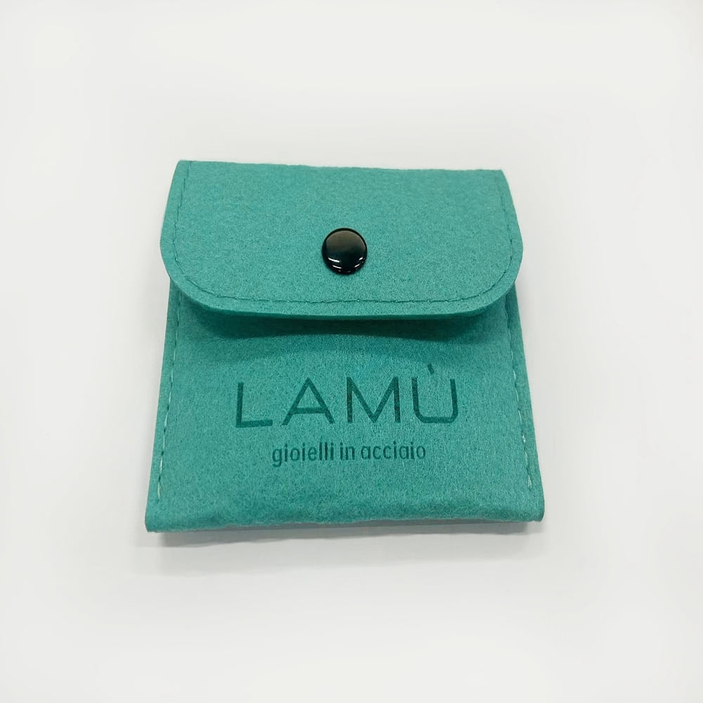 Portable Felt Cloth Jewelry Storage Bags Jewelry Gift Pouches with Iron Snap Button Rectangle with Logo Medium Turquoise 7.6x9.4cm DIY