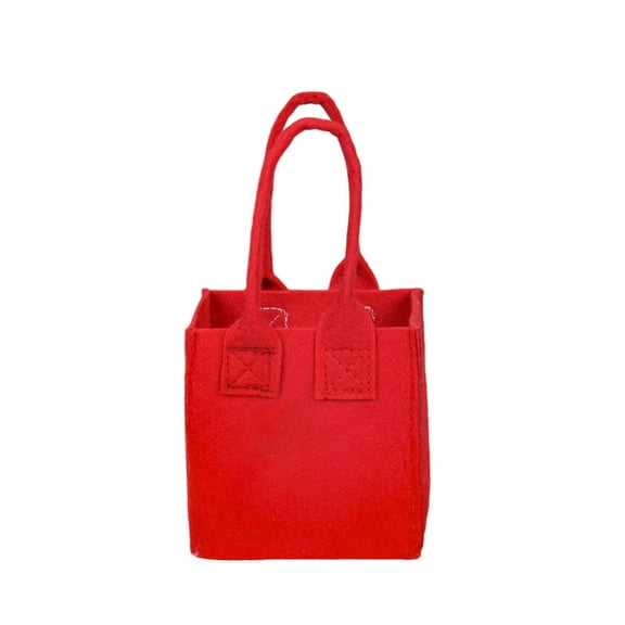 Portable Felt Tote Bag Cute Gift Bag for Kids Suitable for Christmas Baby Shower Birthday Holiday Party (Red)