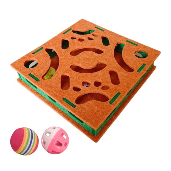 Portable Felted Cats Toy Includes 2 Bells for Interactively Fun Mental Stimulation