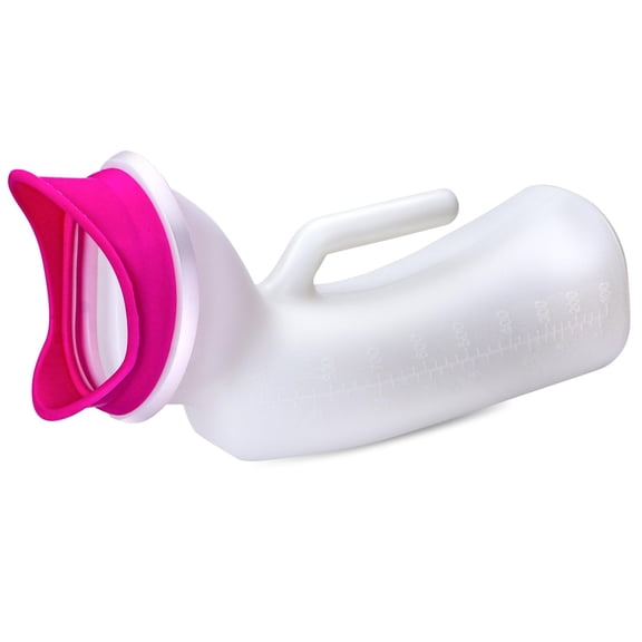 Portable Female Urinal Bottle with Soft Edge, 33.8 oz Leak-Proof Pee Collector for Women Elderly Bedridden Hospital Home Travel Essentials