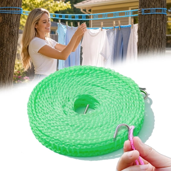 Portable Fence-Style Windproof Clothesline, Durable Hanging Rope with Windproof Slots, Easy Drying Solution for Home, Dorm and Outdoor Trips